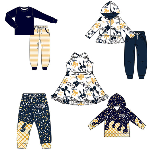 Custom moq 5 mix size milk silk summer teams baby girls clothes bow black hooded long sleeve pants sets and boy sets and dress and hooded top and pant-25.8.14