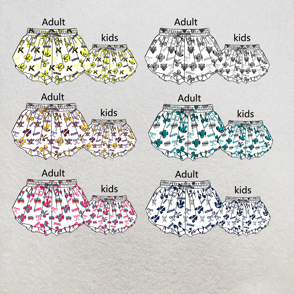 custom moq 5 mix size MSD072202 Kids And Adult Bows Print Yoga Shorts Active Team Bottoms