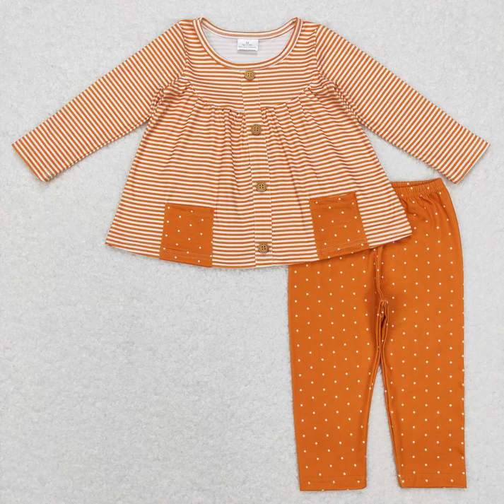 RTS NO MOQ Baby Girls Floral Pocket Tunic Sibling Legging Pants Clothing Sets