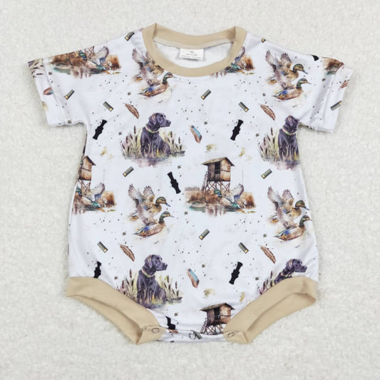 RTS NO MOQ（In Stock) SR0608 Duck Dog Gray Blue Short Sleeve Jumpsuit