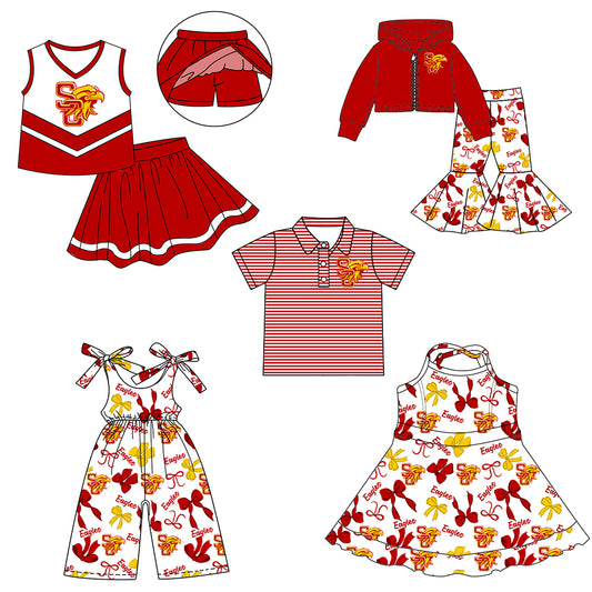 Custom moq 5 mix size milk silk summer teams baby girls clothes bow red hooded long sleeve pants sets and skirts sets and dress and jumpsuit and top-25.7.31