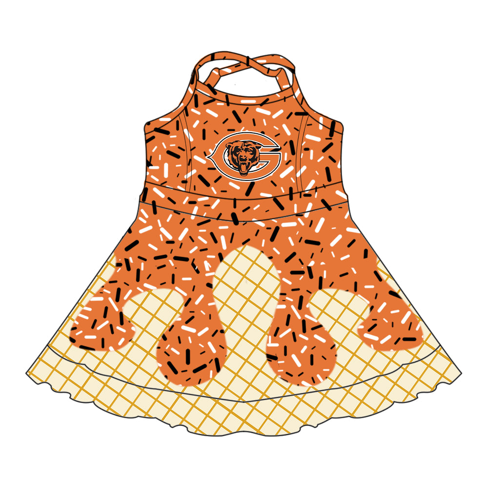 Custom moq 5 mix size milk silk baby girls clothes team orange hooded long sleeve tops and skirt and dress and shorts 1 and shorts 2-25.7.4