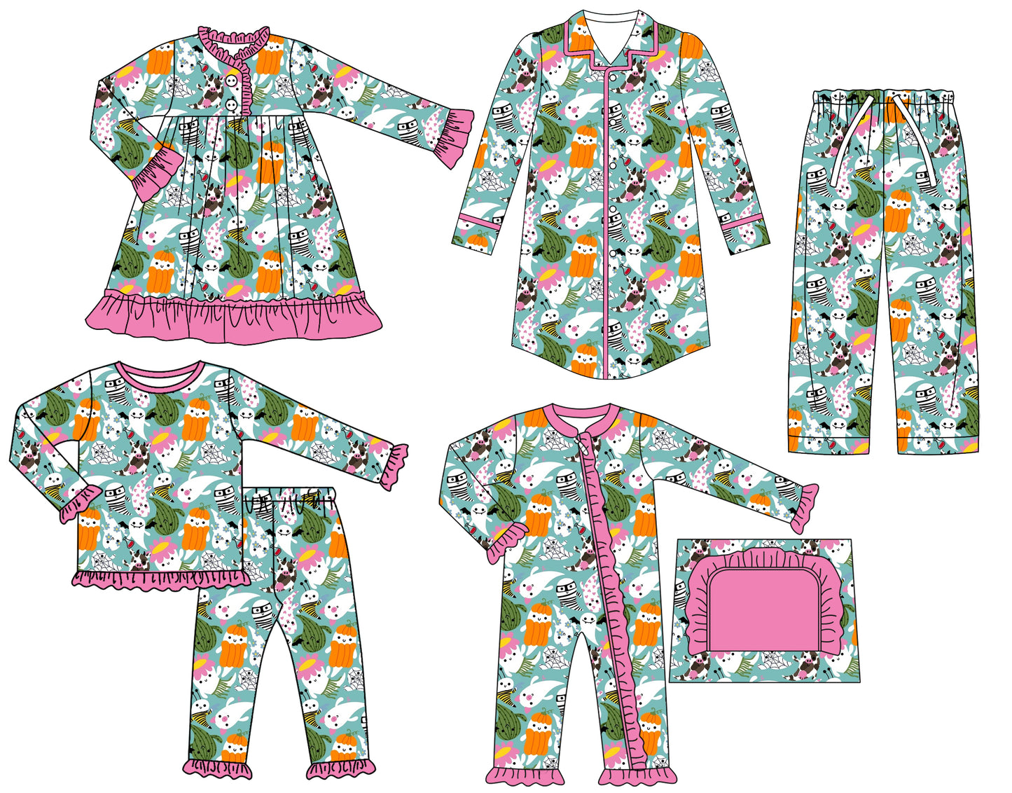 25.7.15 custom each style moq 5eta 4-6week Sibling Sisters halloween baby girl long sleeve pants sets and adult top and adult pants and romper and dress match family design
