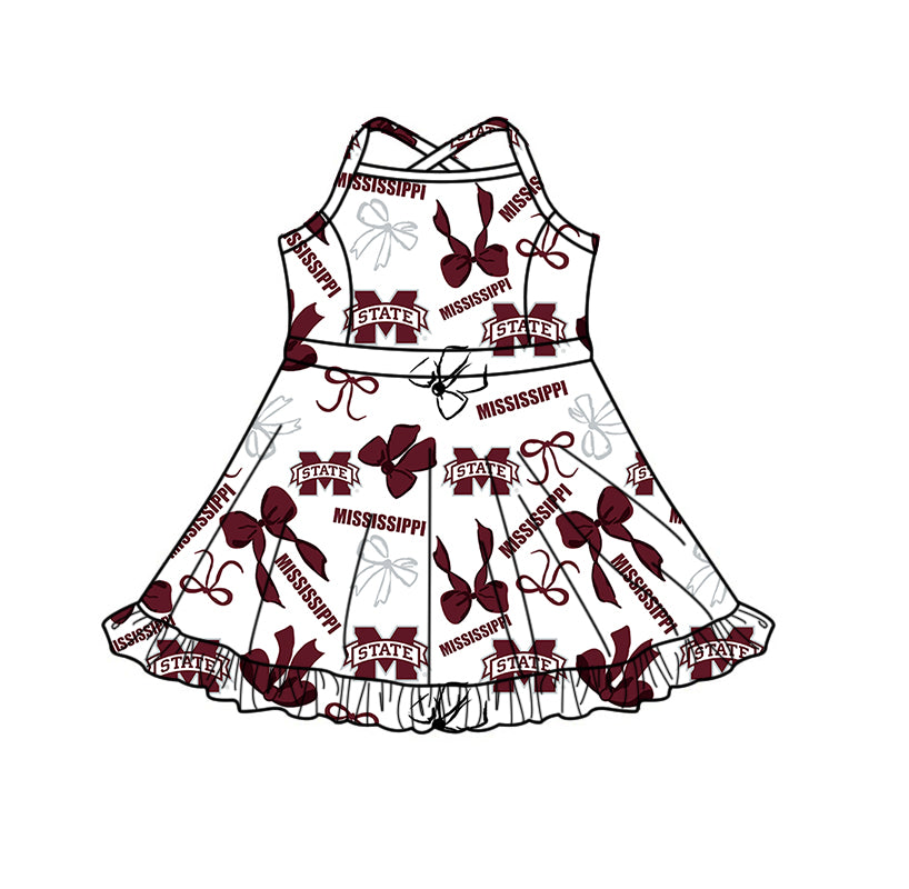 Custom moq 5 mix size milk silk summer teams Dark Red Bow Baby Girls Vest Top Skirt Shorts Sets Sleeveless Yoga Knee Length Dresses Yoga Shorts