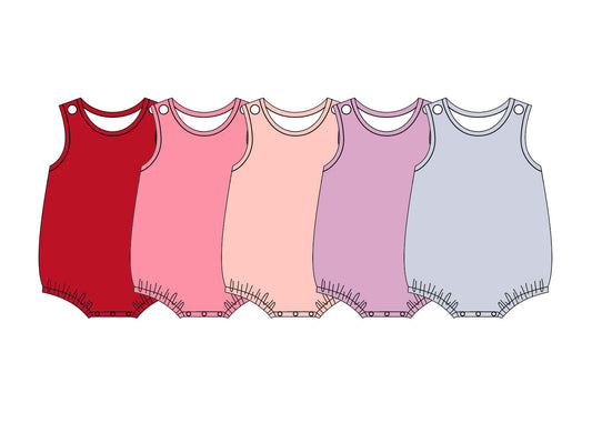 (Pre Order) No moq cotton Baby Girls Sleeveless Summer Solid Color Romper
