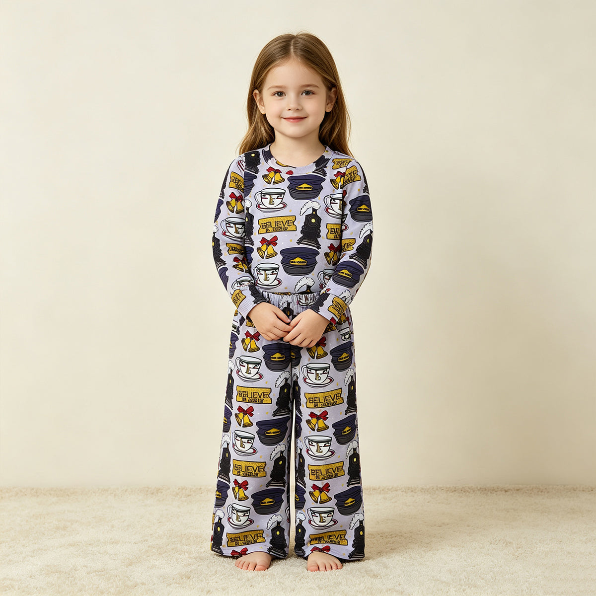 NEW RTS NO MOQ milk silk GLP3641 Baby Girls Long Sleeve Top Pockets Flare Pant Casual Set