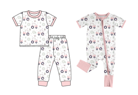 4.14 Custom moq 5 mix size Sibling Baby Girls Short-Sleeved Pajama Set Short Sleeve Zip Romper