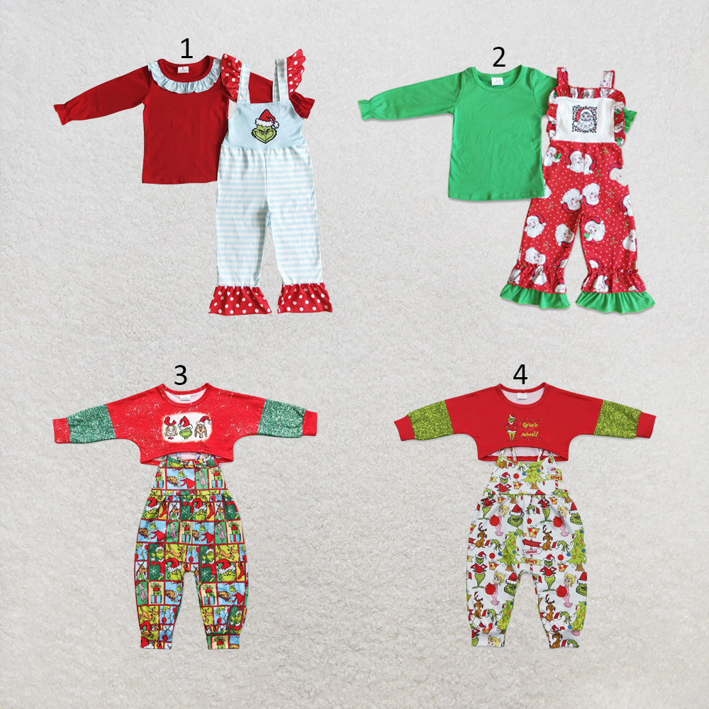 RTS NO MOQ Sibling milk silk Baby Girls Christmas Overall Matching Long Sleeve Top Holiday Clothes