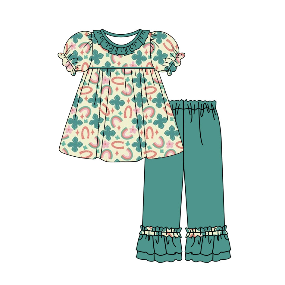 10.10 custom each style moq 5eta 4-6week Sibling Sister rainbow green baby girl sets and dress and rompers match family design
