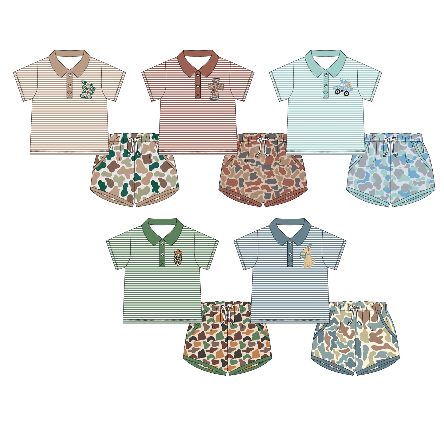 25.11.10 custom each style moq 5 eta 6-8week Sibling Sisters camouflage baby boy clothes short sleeve shorts sets 5 match family design