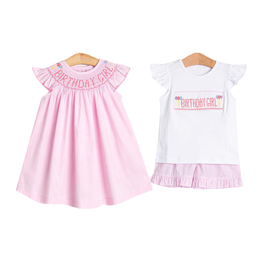 (Pre Order) No moq Baby Girls Cute Pink Flutter Sleeve Top Ruffle Shorts Set Pink Knee Length Dresses