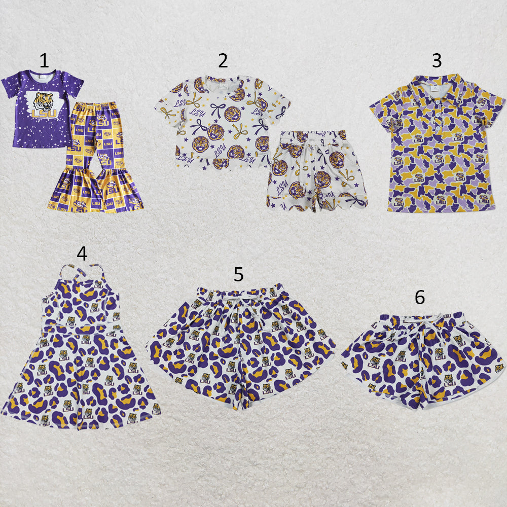 RTS NO MOQ Sibling milk silk Baby Girls And Boys Bow Top Scallop Hem Shorts Team Sets Yoga Dress Mama and Me Yoga Shorts