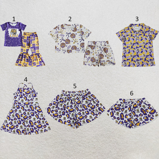 RTS NO MOQ Sibling milk silk Baby Girls And Boys Bow Top Scallop Hem Shorts Team Sets Yoga Dress Mama and Me Yoga Shorts