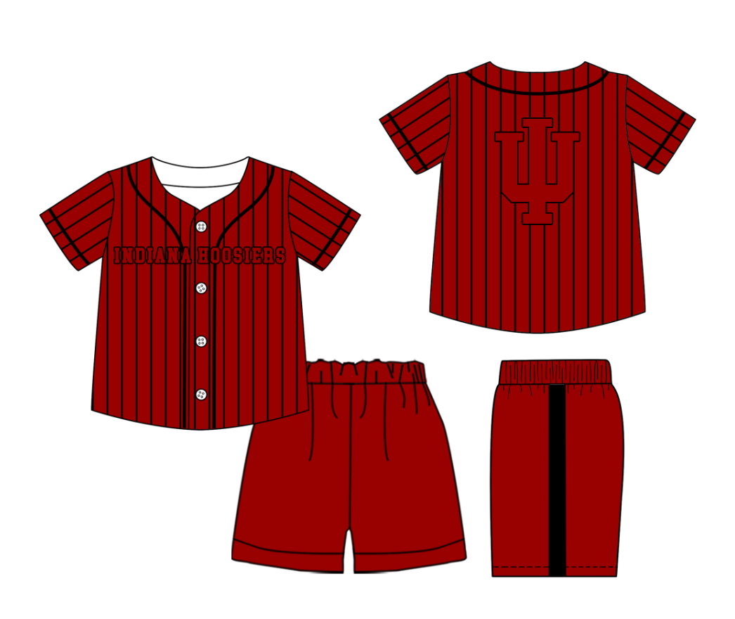 Custom moq 3 or 5 mix size milk silk summer teams baby boy clothes dark red short sleeve shorts sets-26.1.21