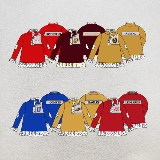custom moq 5 mix size MSD070702 Baby Girls Long Sleeve Zip Up Pullover Jackets Team Tops
