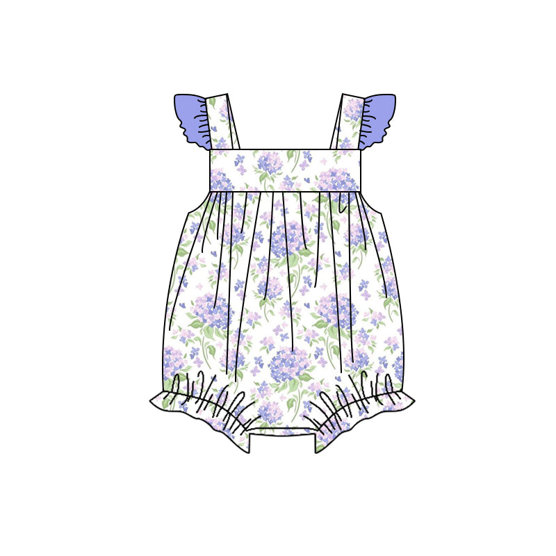 5.25 custom each style moq 5eta 4-5week Sibling Sister baby girls clothes floral blue print girls baby romper