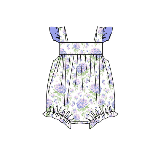 5.25 custom each style moq 5eta 4-5week Sibling Sister baby girls clothes floral blue print girls baby romper