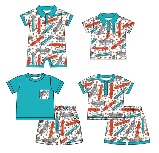 4.16 custom each style moq 5eta 4-6week Sibling Sister baby boy sets 1 and sets 2 and boy rompers and top match family design
