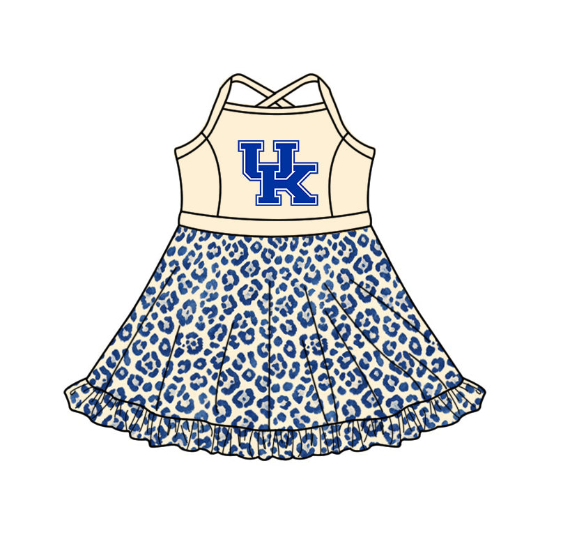 Custom moq 5 mix size summer teams Baby Girls Strap Leopard Print Yoga Active Skort Dress