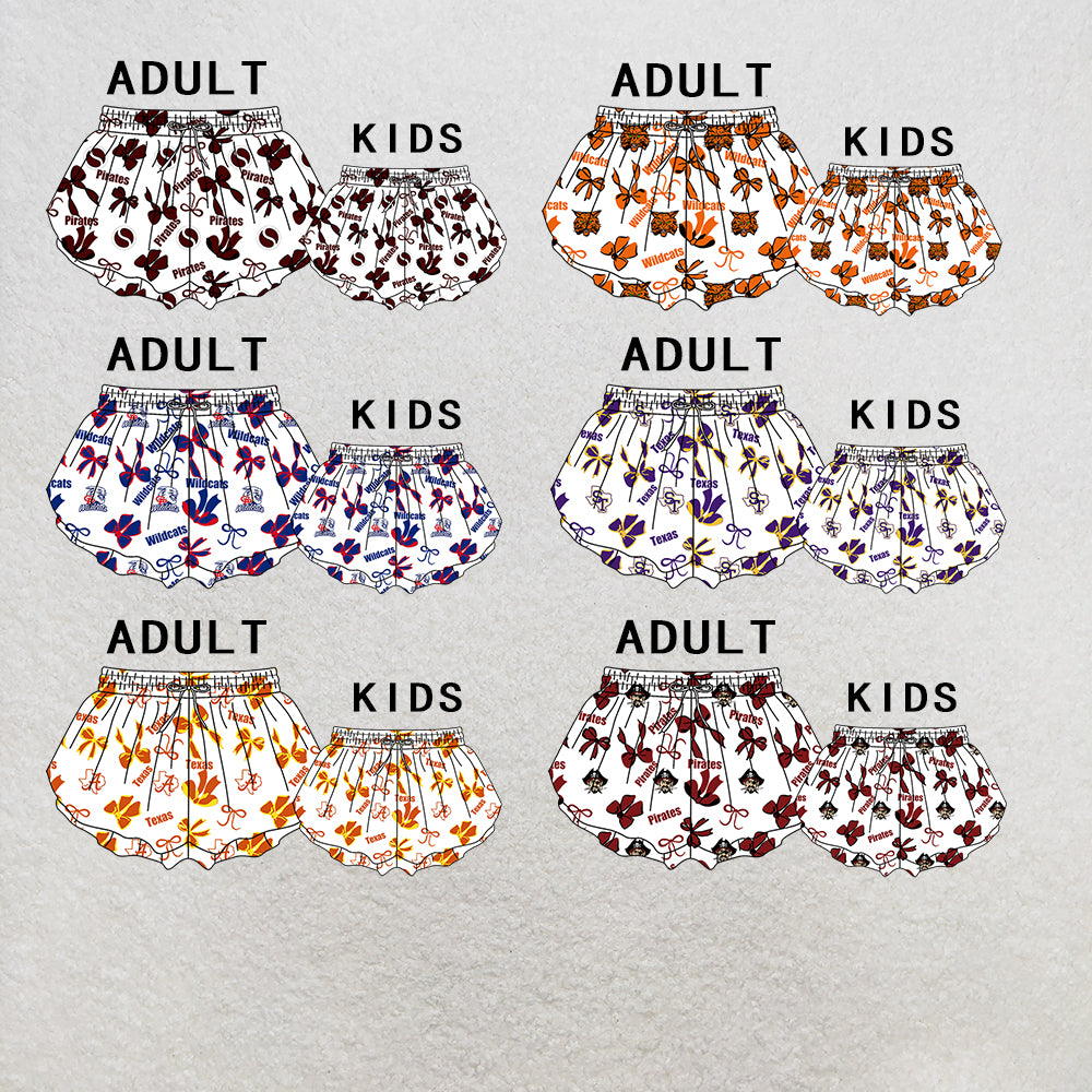 custom moq 5 mix size MSD072102 Kids And Adult Bows Print Yoga Shorts Active Wear Team Bottoms