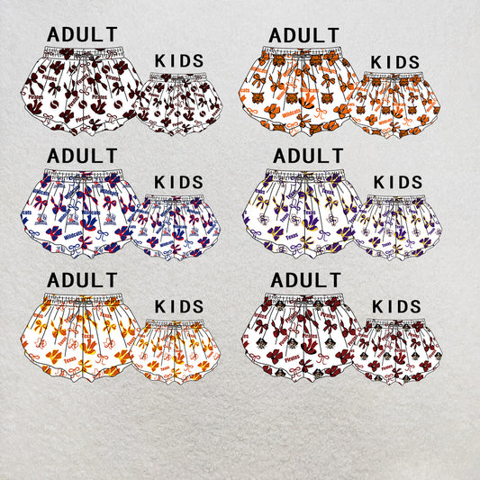 custom moq 5 mix size MSD072102 Kids And Adult Bows Print Yoga Shorts Active Wear Team Bottoms