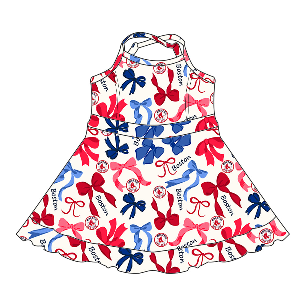 Custom moq 5 mix sizes summer teams baby girls clothes team red short sleeve skirts shorts sets dress 1 and dress 2 and dress 3 and dress 4-25.5.16