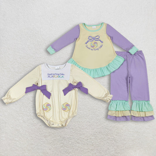 RTS NO MOQ sibling baby girls clothes embroidery long sleeve Clothes Sets and rompers