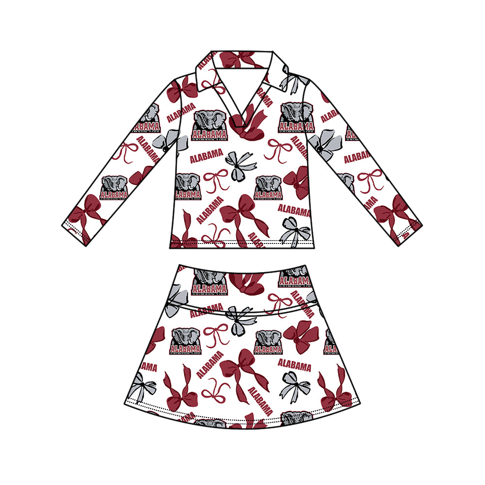 Custom moq 5 mix size summer teams Girls Dark Red Polka Dot Top Shorts Set Top Skirt Short Set Zipper Pullover Pants Set