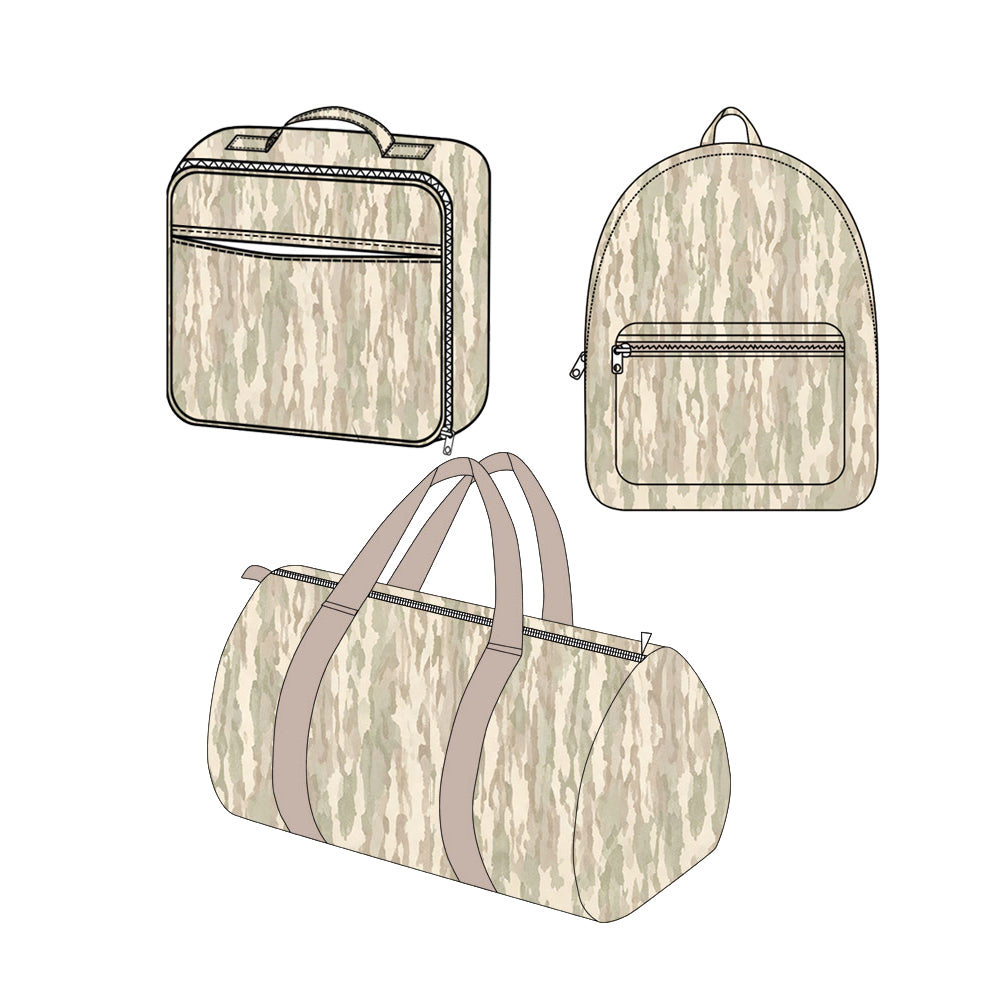 (Preorder new) No moq Baby Kids Camo Print Backpack Lunch Box And Duffle Bag