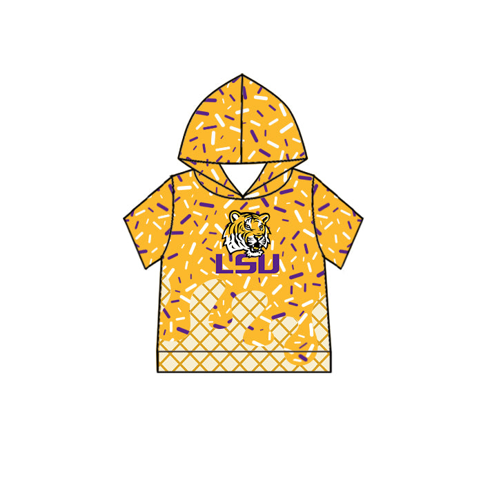 Custom summer teams baby girls clothes team gold hooded long sleeve tops and short sleeve top and dress and pants and shorts-25.5.28