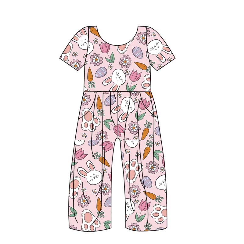 10.21 custom each style moq 5eta 4-6week baby girls clothes easter floral short sleeve baby girls jumpsuit