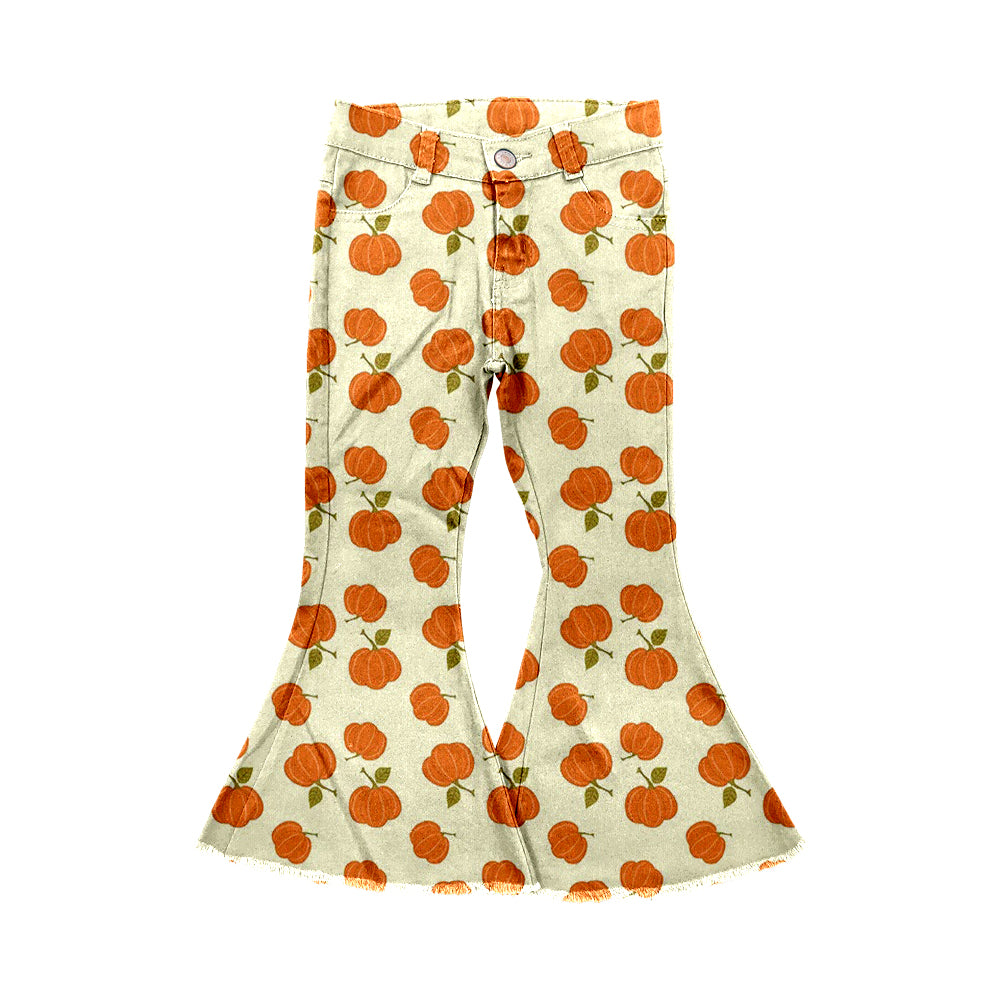 5.16custom each style moq 5eta 4-5week Smiley emoticon pack orange pumpkin smiley face prints long bell-bottom