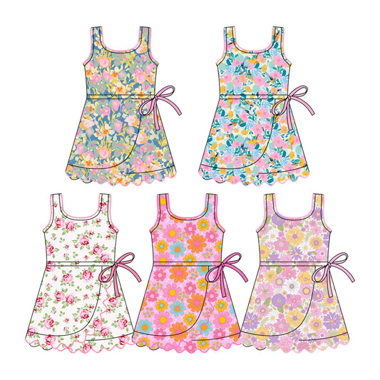 25.11.6 custom each style moq 5 eta 6-8week Sibling Sister floral baby girl sleeveless dress 5 match design