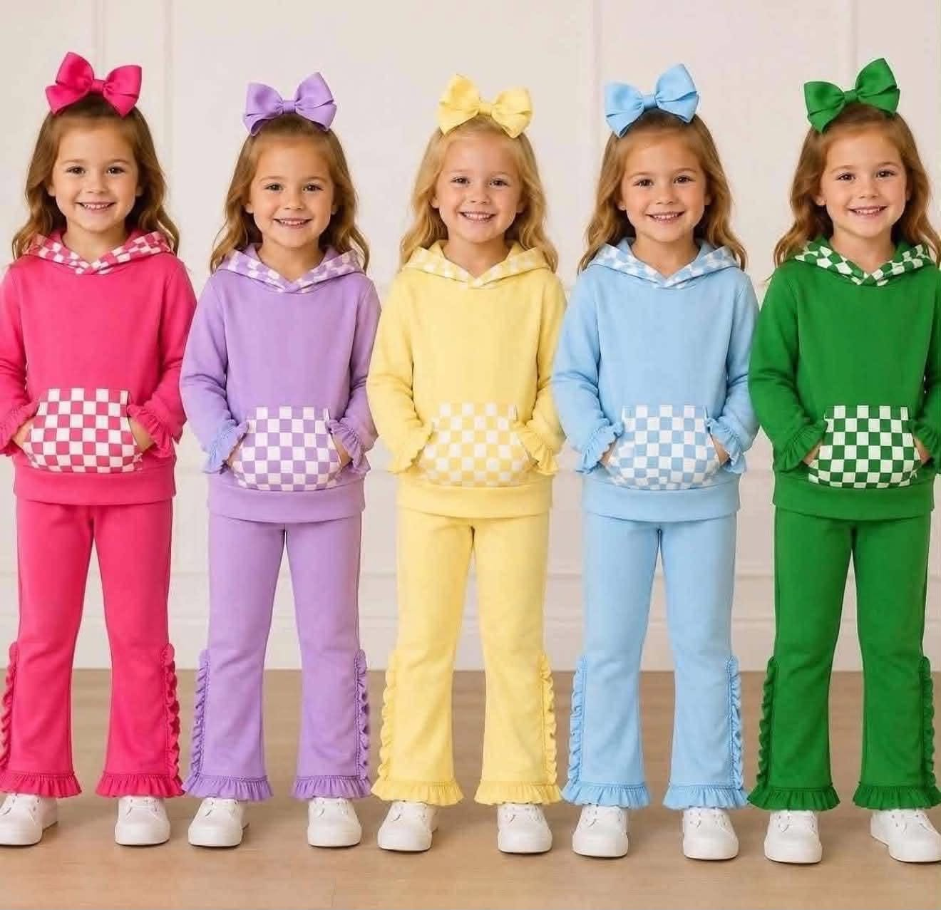 (Preorder new) No moq Baby Girls Solid Color Ruffle Flare Pants Bottom Cute Fall Winter Casual Trousers