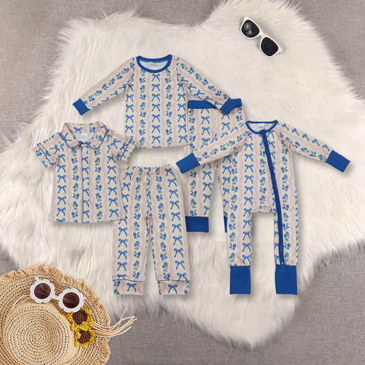 RTS NO MOQ Sibling Baby girl clothes bow long-sleeved trousers suit & romper