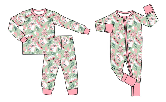 25.5.25 custom each style moq 5eta 4-6week Sibling Sisters Christmas House baby girl long sleeve pants sets and rompers match family design
