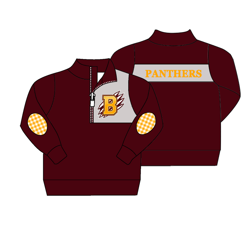 custom moq 5 mix size MSD070701 Baby Long Sleeve Zip Up Pullover Casual Team Top