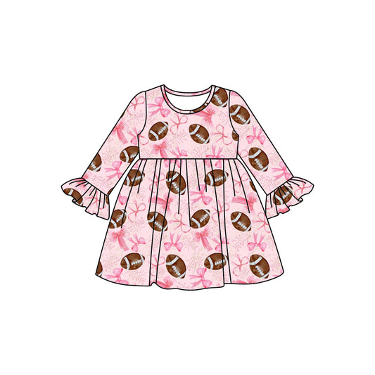 8.2 custom each style moq 5eta 4-6week baby girls clothes rugby bow pink long sleeve dress