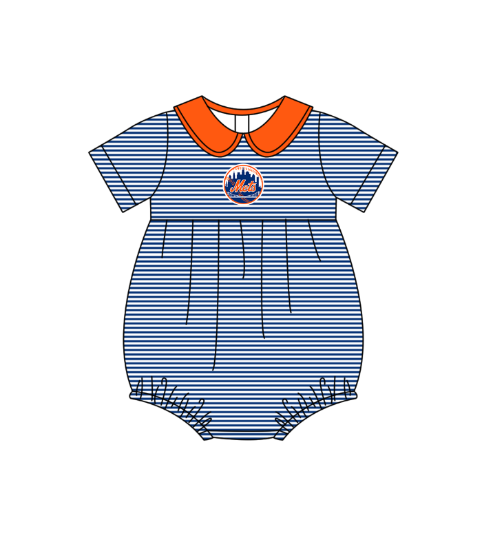 Custom moq 5 mix size milk silk summer teams Baby Boys And Girls Navy Blue Short-Sleeved Shirt And Shorts Set Matching Striped Rompers Outfit Set