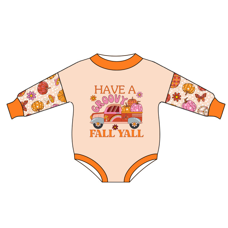 6.12 custom each style moq 5eta 4-6week Sibling Sister pumpkin orange baby girls sets and dress and baby romper match family design