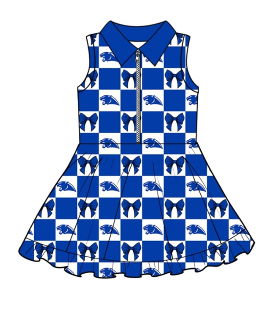 Custom moq 5 mix size milk silk summer teams Blue Plaid Baby Girl's Sleeveless Knee-Length Yoga Dress