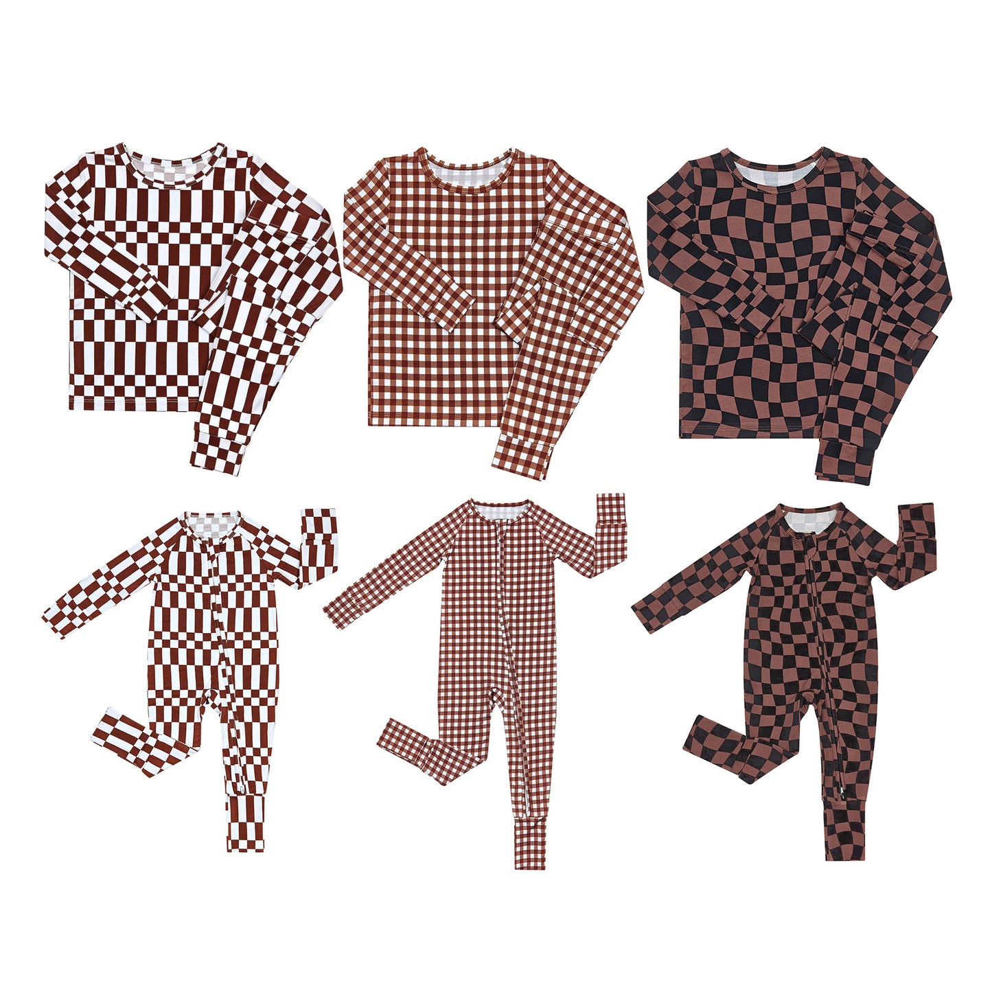 (Preorder new) No moq Baby Boys Check Print Long Sleeve Top And Pants Two Piece Fall Pajamas Clothes Sets Fall Two Way Zip Convertible Rompers