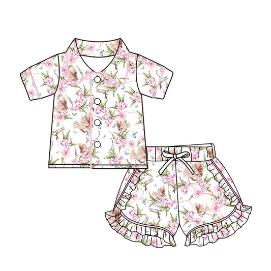 10.22 custom each style moq 5eta 4-6week baby kids clothes floral short sleeve shorts pajamas sets