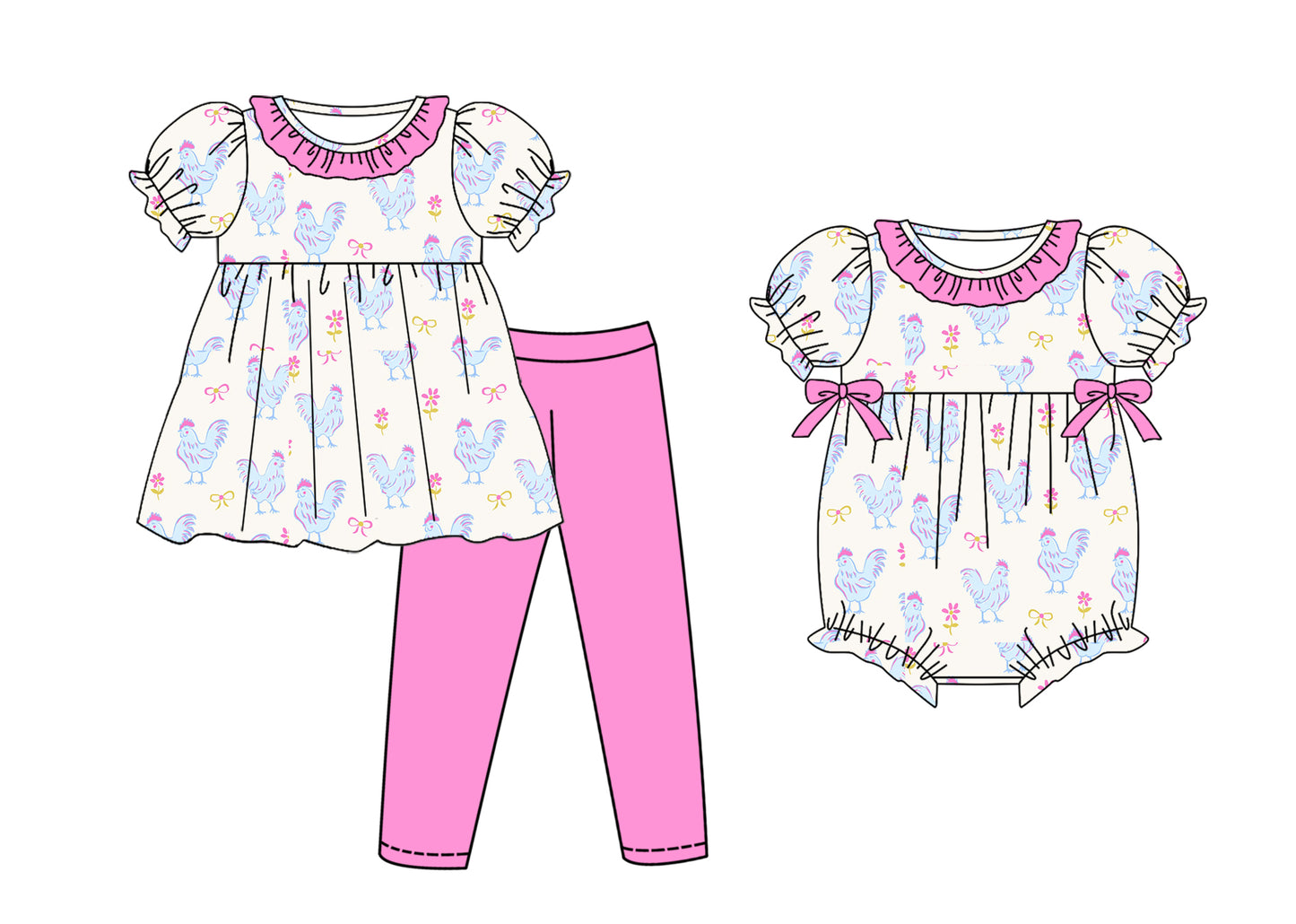 25.10.25 custom each style moq 5 eta 6-8week Sibling Sisters baby girl clothes short sleeve pants sets and romper match family design