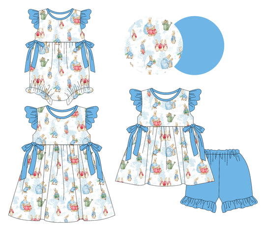 25.12.18 custom each style moq 5 eta 6-8week Sibling Sister easter bunny baby short sleeve shorts sets and romper and dress match design