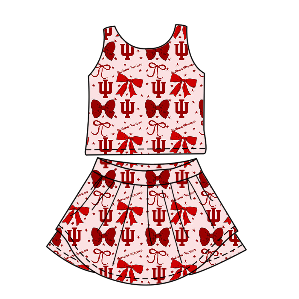 Custom moq 5 mix size milk silk summer teams baby girls clothes team bow red sleeveless skirts sets and dress 1 and dress 2 and dress 3-25.6.26