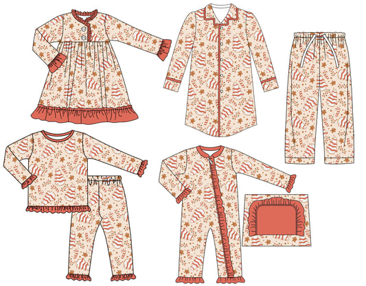 25.6.30 custom each style moq 5eta 4-6week Sibling Sisters Christmas baby girl long sleeve pants sets and adult top and adult pants and romper and dress match family design