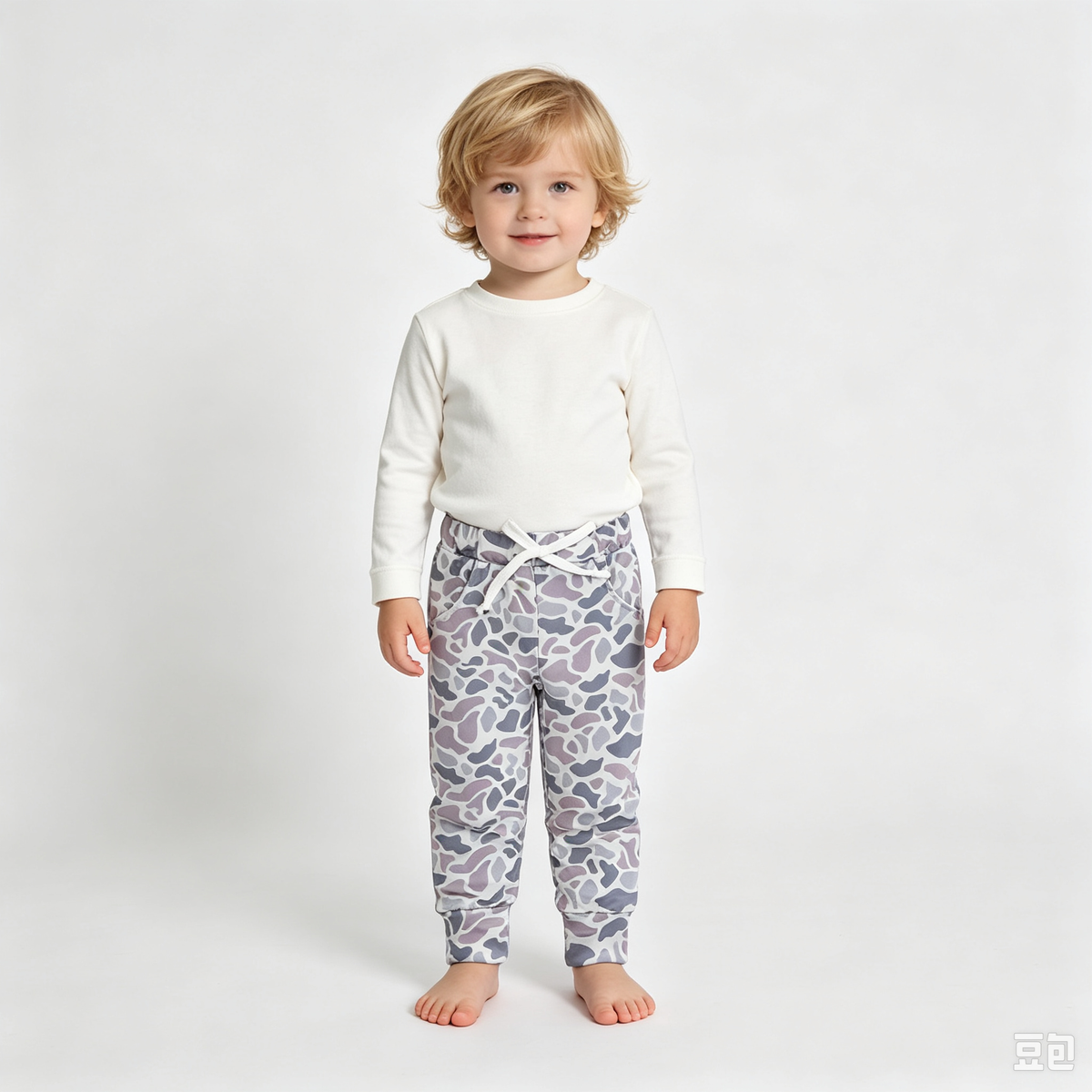 RTS NO MOQ Sibling milk silk Baby Boys Camo Jogger Pants Drawstring Waist Casual Trousers