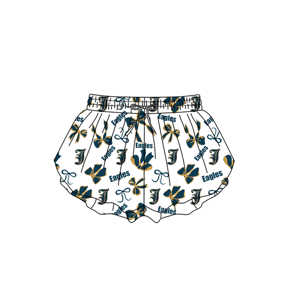 custom moq 5 mix size MSD072501 Baby Girls Bows Summer Print White Yoga Shorts Casual Bottoms
