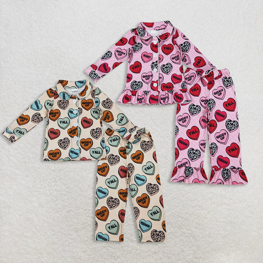 12/18m-7/8t RTS NO MOQ Sibling Baby boys clothes valentine love long sleeve pants sets